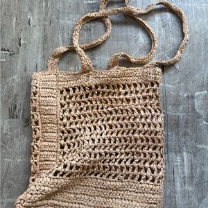 A New Day Tan Crochet Tote Bag